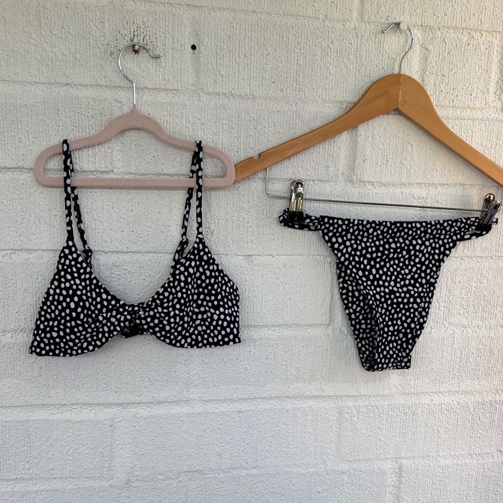 Blackbough Black & White Polka Dot Bikini Set sz S - Picture 2 of 8